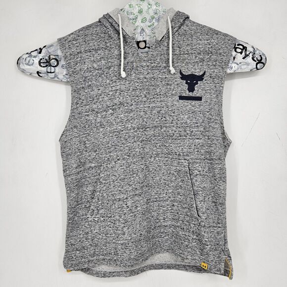 Project Rock Hoodie Mens Medium Gray Sleeveless Under Armour Muscle Performance - Picture 1 of 9